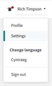 Account settings navigation menu