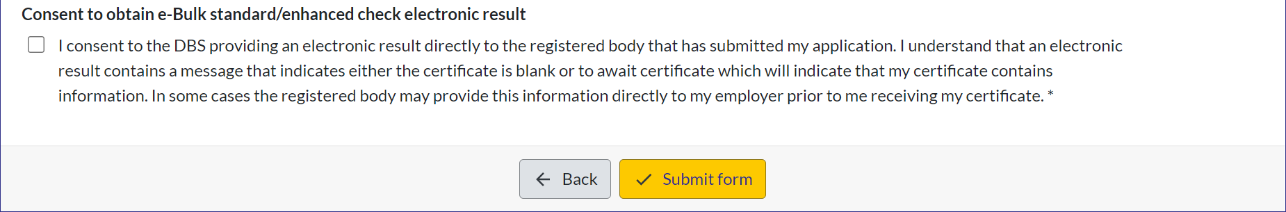 Consent to obtain eBulk electronic result