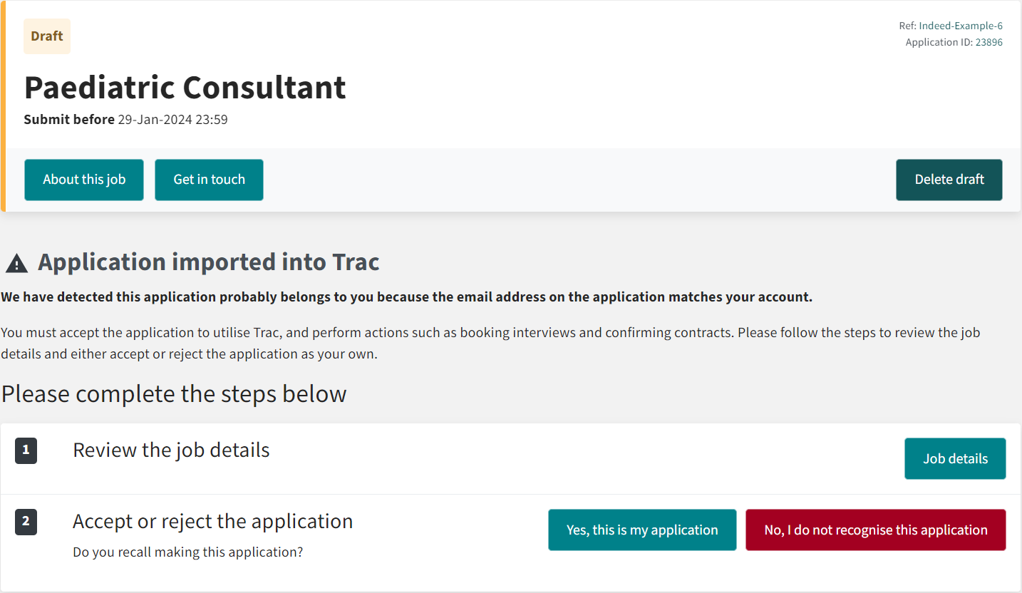 Verify your application on Trac