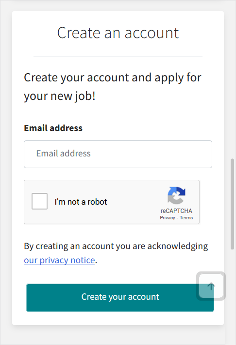 Image 3: Create an account panel, mobile browser