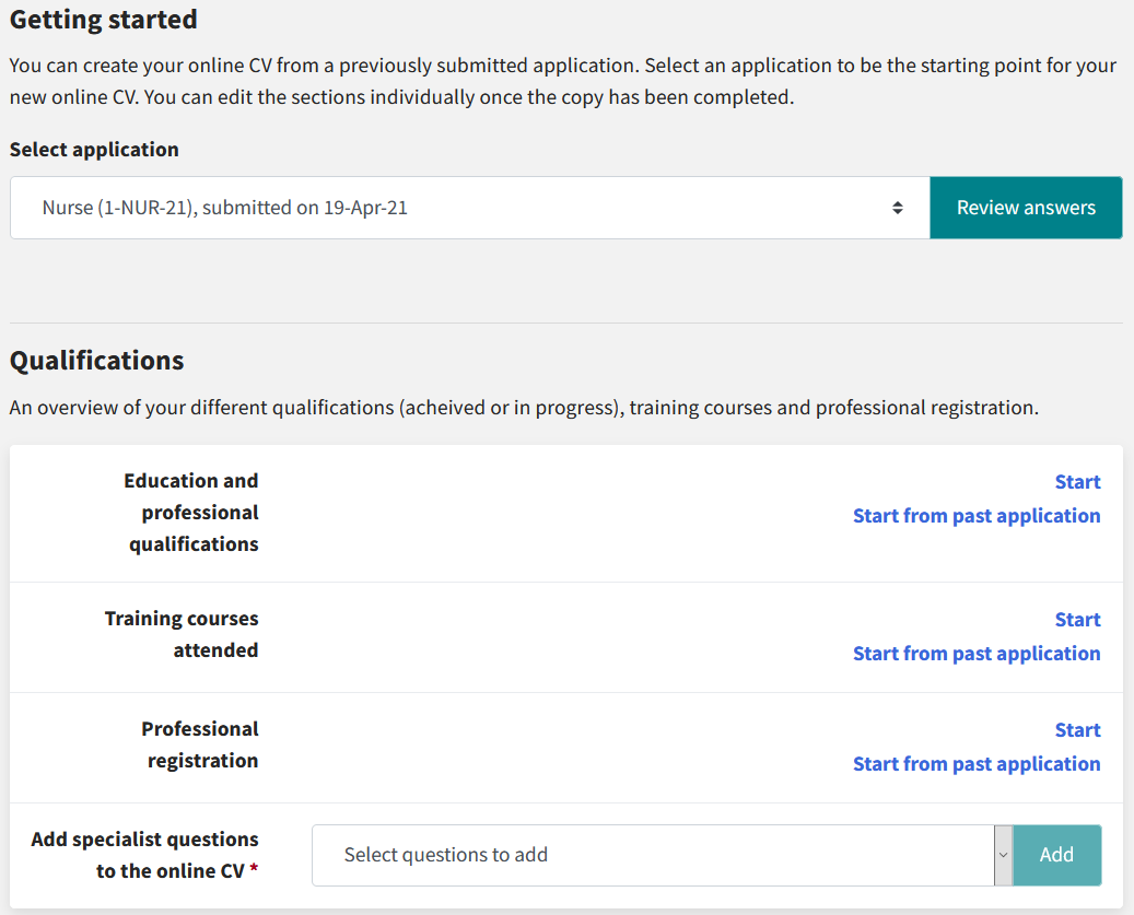 Image 4: CV profile, Qualifications, desktop browser