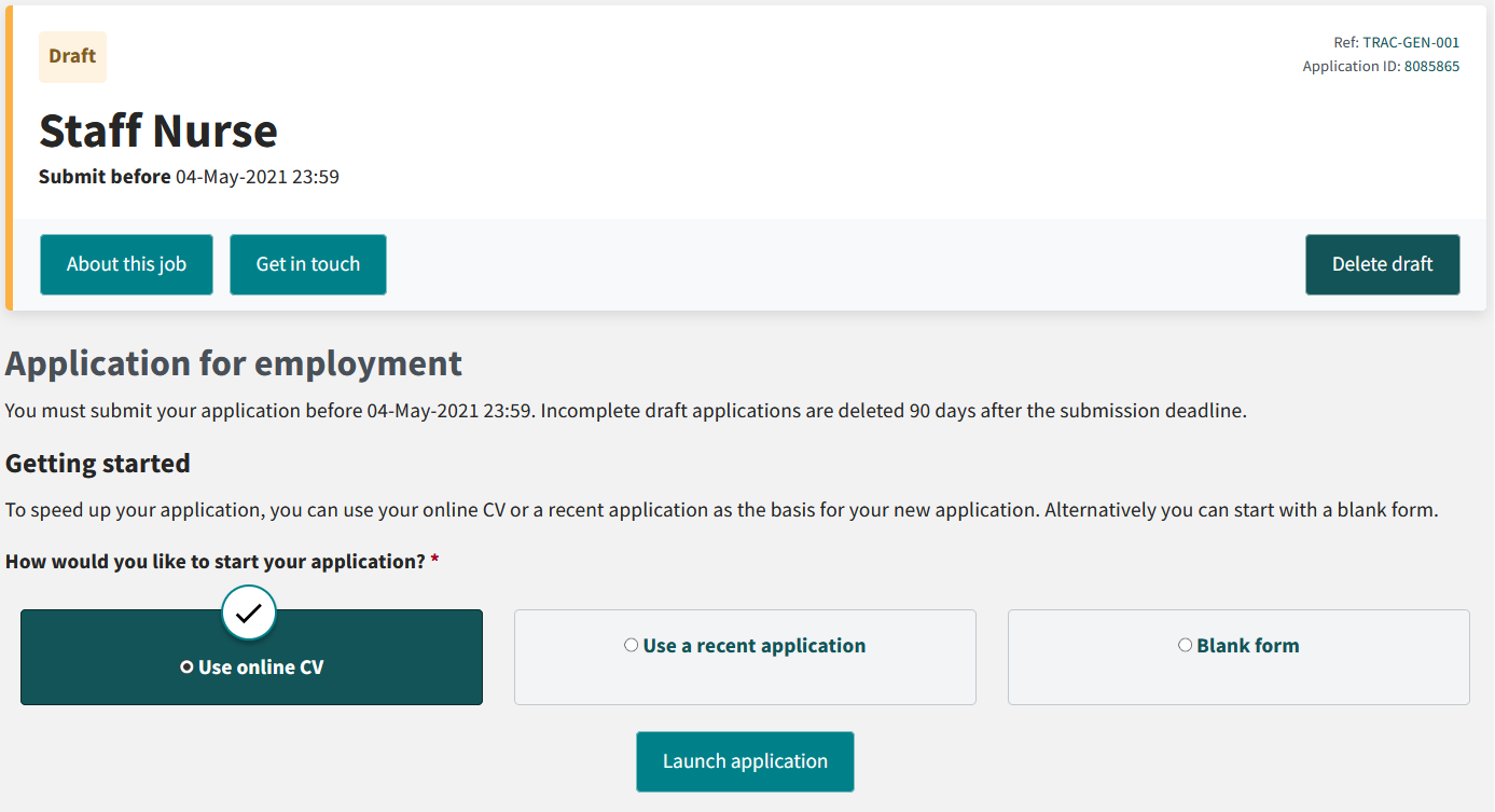 Image 6: Start your application from CV, desktop browser