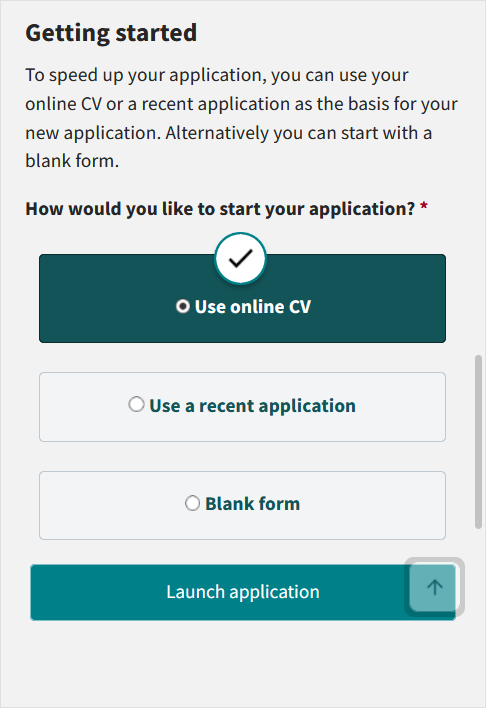 Image 7: Start your application from CV, mobile browser